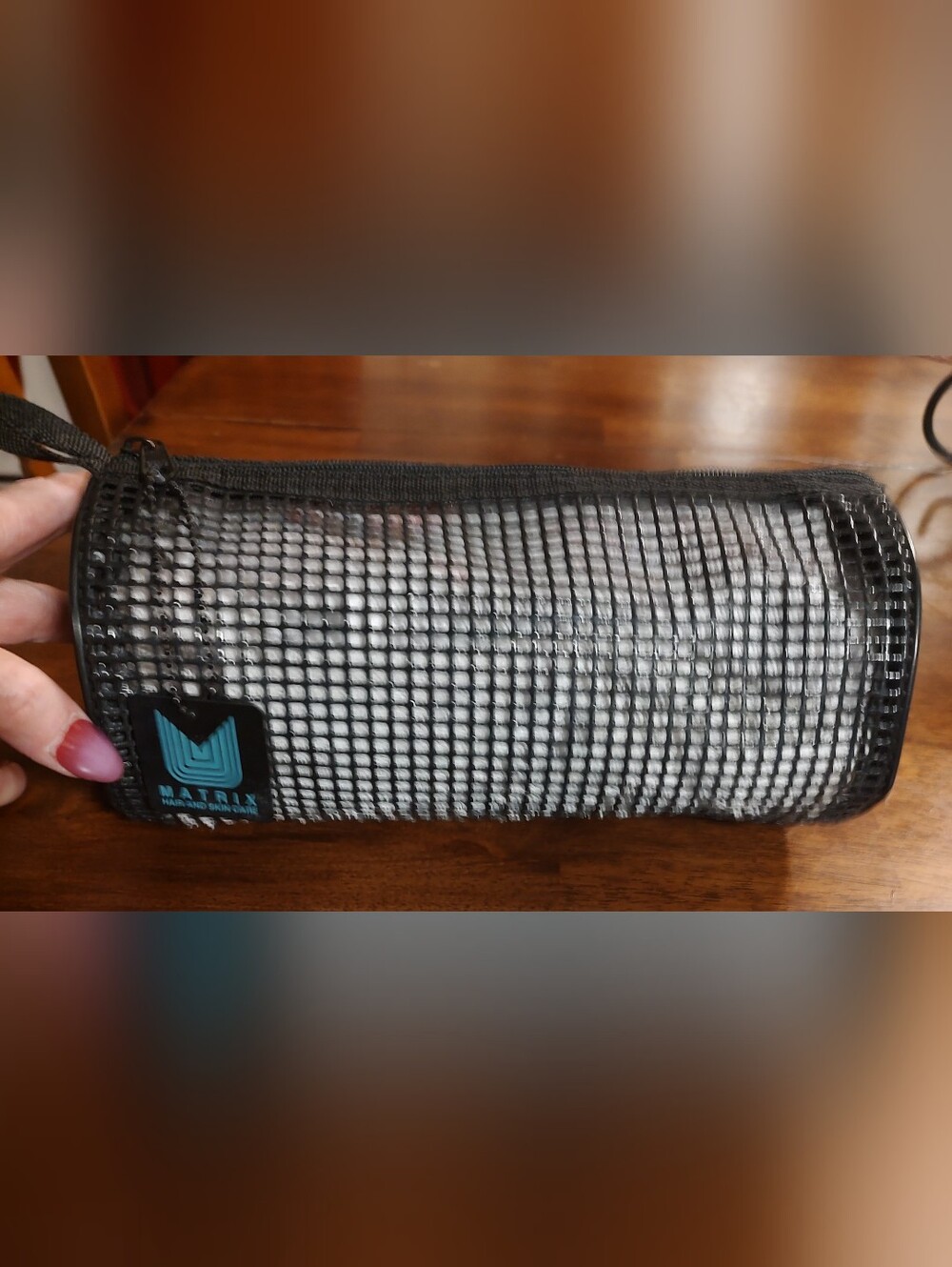 Matix Black Mesh Cylinder Toiletry Pouch